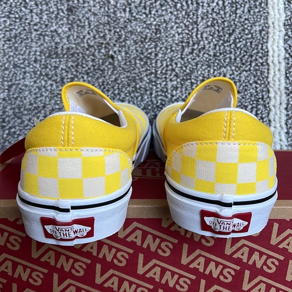 Vans Classic Slip-On Checkerboard Cyber Yellow True White Men’s - Picture 14 of 16